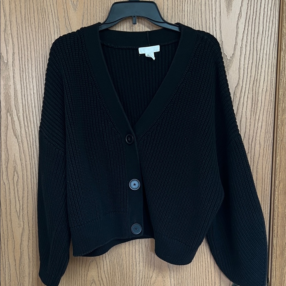 H&M Black Button-Up Cardigan Sweater